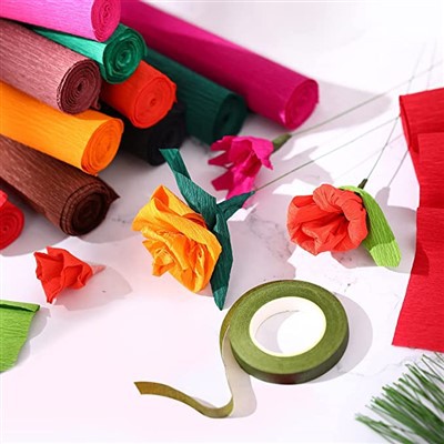 DIY blommaframställning Material rynkat crepe papper